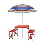 Picnic Time Outdoor Umbrella, Multi-Color Stripe