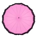 Pagoda Umbrella Anti-Uv Parasol Sunproof Lace Trim with Hook Handle
