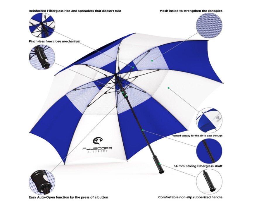 30 inch Double canopies with air vents promotional golf umbrella