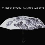 Chinese Peony Painter Master Water Painting Umbrella