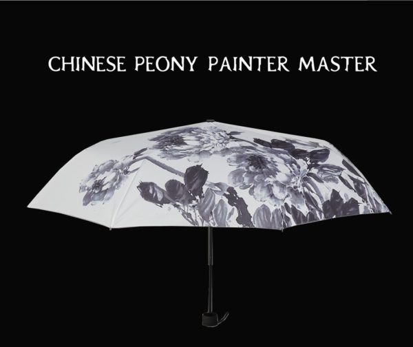 Chinese Peony Painter Master Water Painting Umbrella