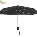 Black Raindrops Automatic Folding Travel Umbrella