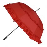 Sonnenschirm für Damen, sonnenfest, mit Rüschen, rot