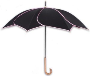 Long-handle Black Petal Swirl Rain Sun Umbrella