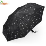 Black Raindrops Automatic Folding Travel Umbrella