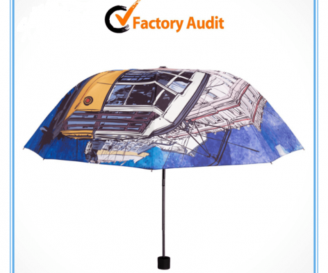 Custom Design Full Color Printed 3 Fold Sun Umbrella