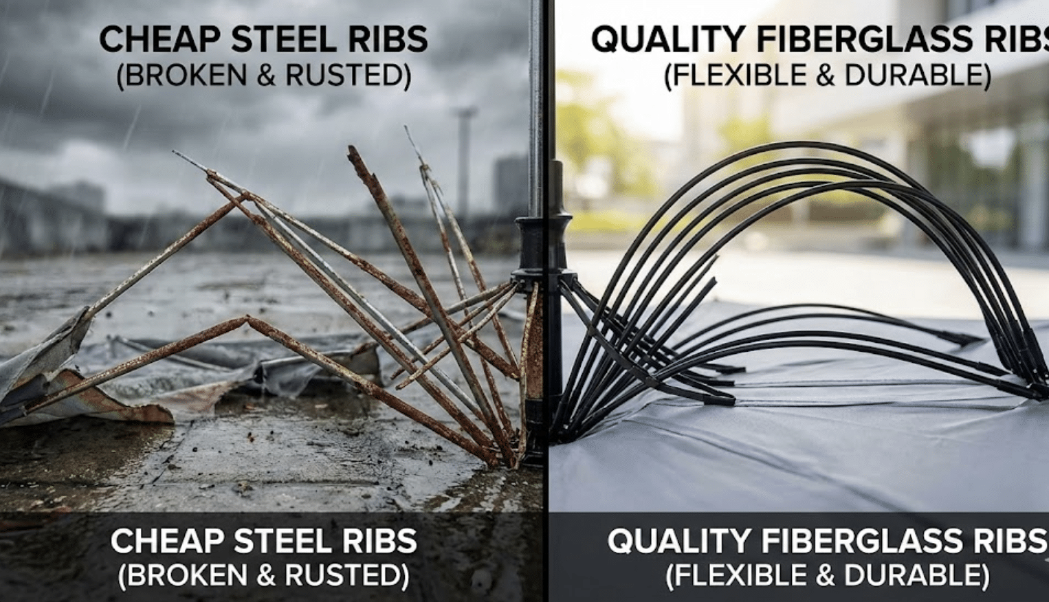 Steel vs Fiberglass Umbrella Rib Durability Test
