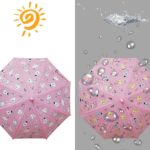 Farbwechselnder Regenschirm rot bei Trockenheit und Regen