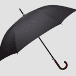 black umbrella wooden handle