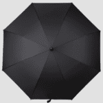 black umbrella wooden handle canopy