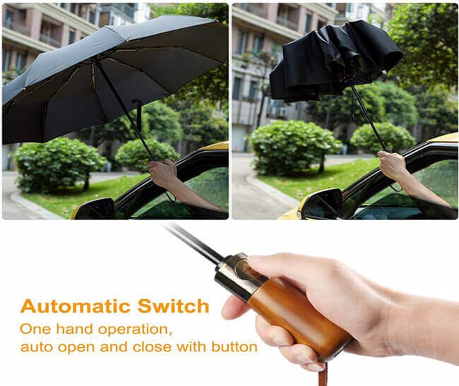 en's Automatic Umbrella with Wood Handle