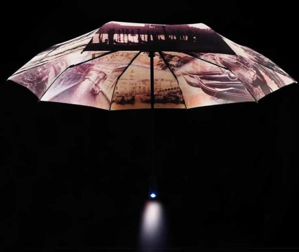 umbrella with led flashlight handle
