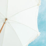 White Beach Umbrella with Fringe