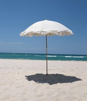 Lauren's Sage Stripe Beach Umbrella