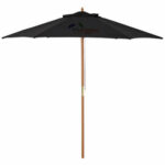 2.5 m schwarzer Sonnenschirm aus Holz mit Logo-Aufdruck
