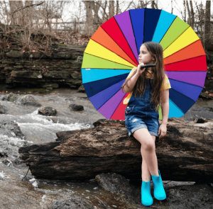 girl rainbow umbrella