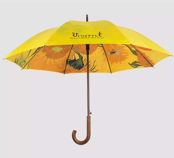 Sunflowers on an Eco-Friendly Double Canopy Wooden Umbrella