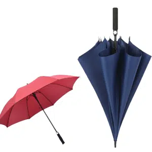 Rot-blauer Budget-Golf-Logo-Regenschirm