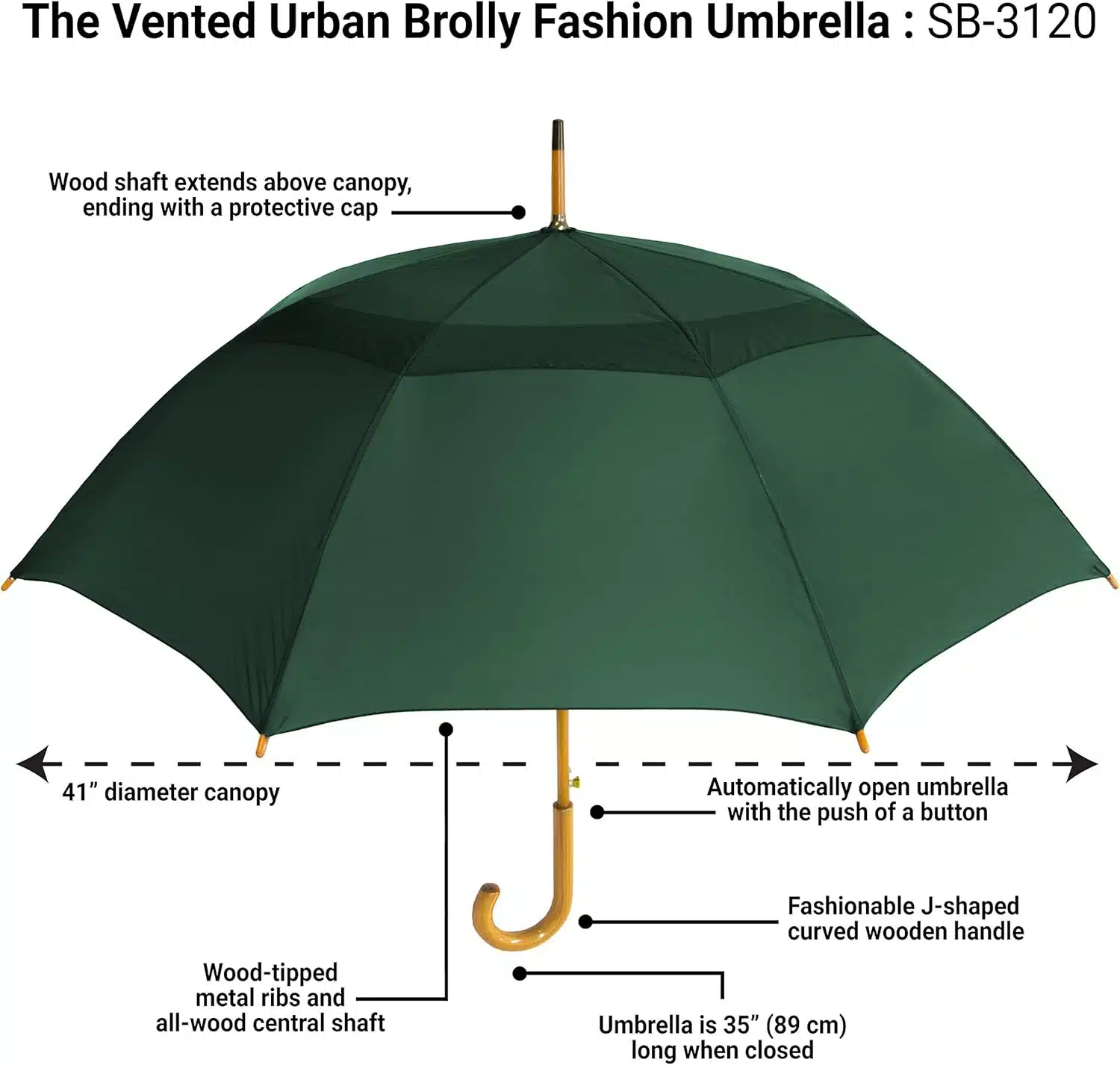 Зонт деревянный с вентиляцией