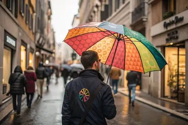 um-cara--está-segurando-um-guarda-chuva-atraente-com-logotipo-personalizado (1)