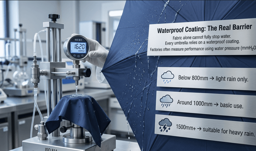 waterproof performance on umbrella fabrics