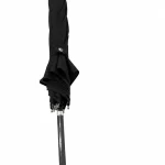 Closed custom black square umbrella with long PU leather crook handle